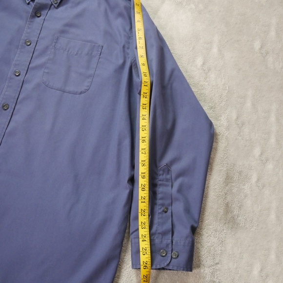 L.L. Bean Button Down Shirt Mens 2XL Navy Blue Long Sleeve Wrinkle Resistance - Picture 8 of 12